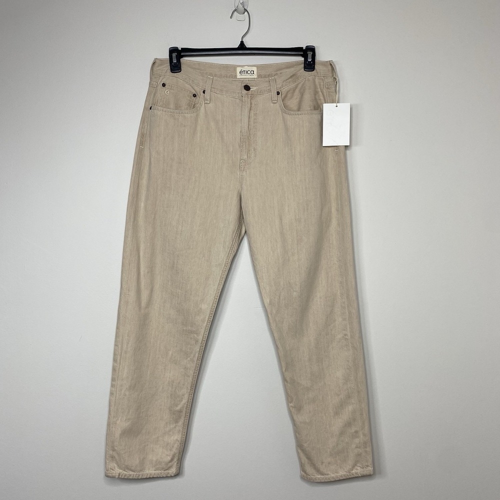 ETICA women's Sz 31 marlowe slim boyfriend Tapered Mid Rise Jeans canyon sand
